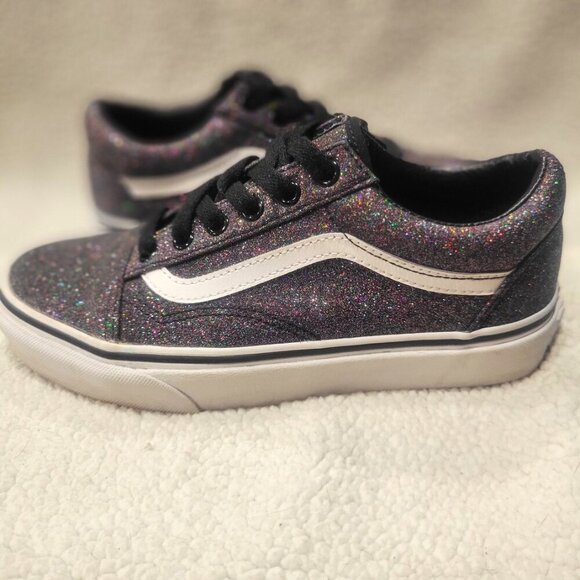VANS Old Skool Black Glitter/Metallic Sneakers - Unisex Size: W-6.5, M 5 - Picture 7 of 10